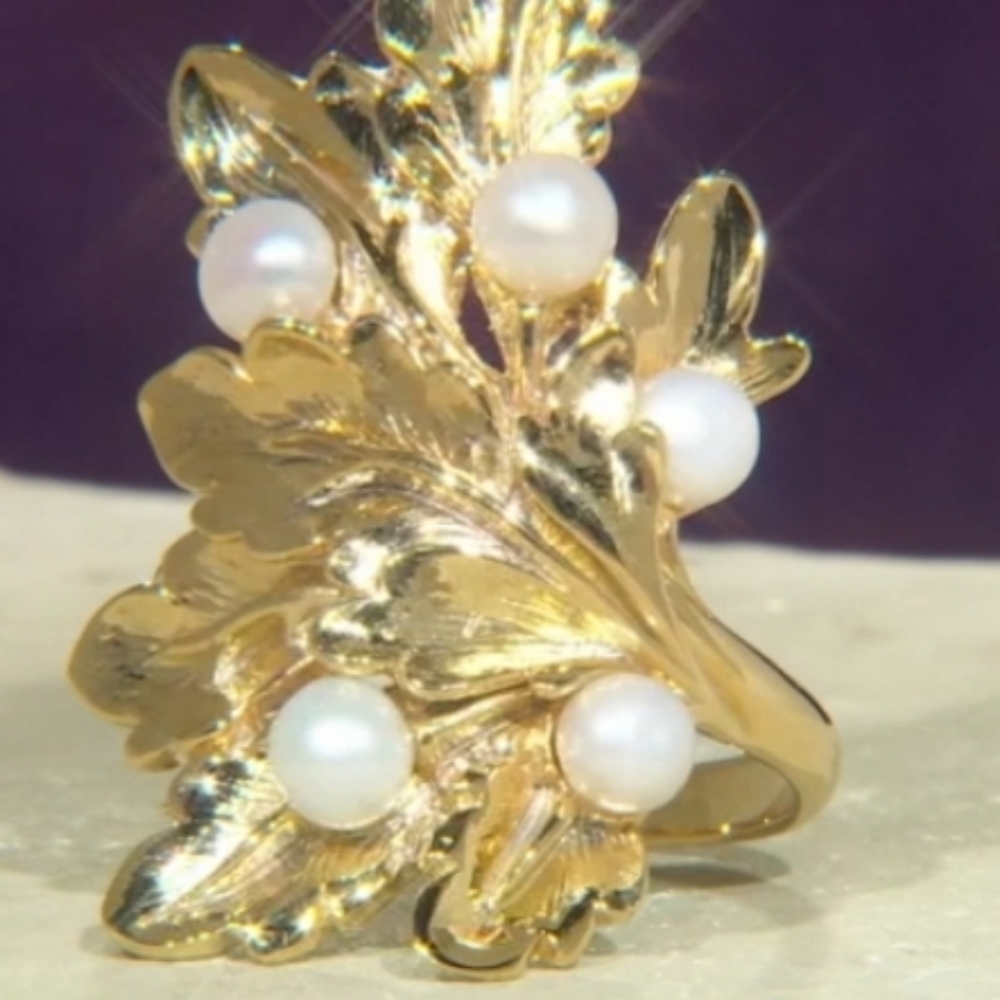 18K YELLOW GOLD CULTURED FRESHWATER PEARL RING - Picture 4 of 8
